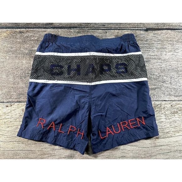 Vintage Chaps Ralph Lauren Swim Trunks Mens Lg Blue White Mesh Lined - Picture 7 of 8